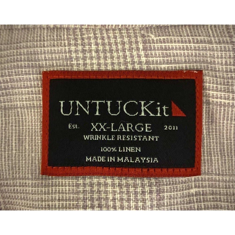 UNTUCKIT Torontel Checkered White Purple Linen Men's L/S Shirt Coastal Luxe 2XL‎ - Picture 4 of 7